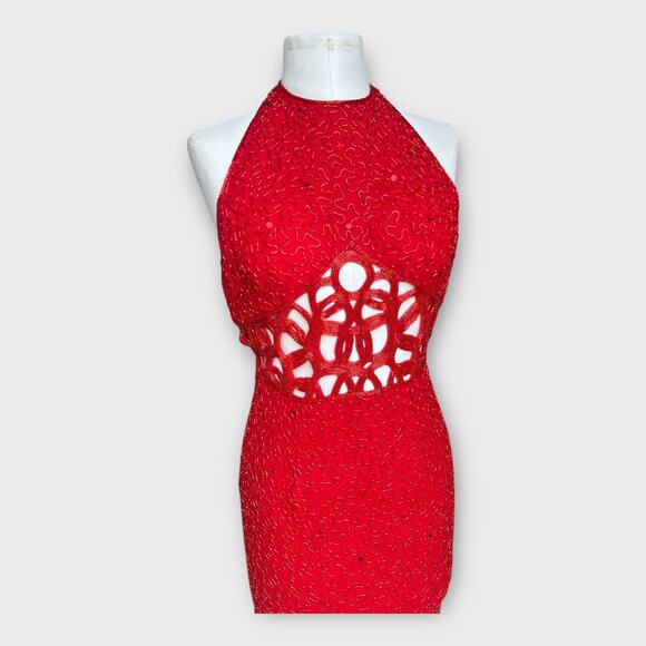 Vintage Sean Collection Beaded Silk Cutout Formal Dress Women's XS - Picture 3 of 16